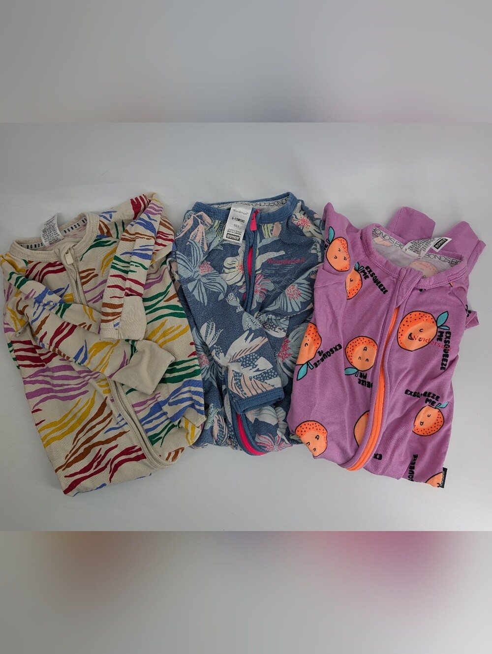 3 Bonds Wondersuit Sleepers Baby 6-12 Months One Piece Long Short Sleeve Suit
